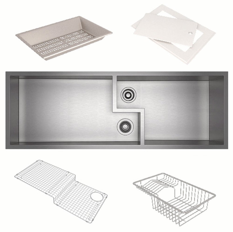 ROHL Culinario 50" Stainless Steel Chef/Workstation Sink in Brushed Stainless Steel with Accessories and Wire Sink Grids