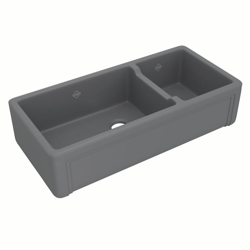 Shaws RC4018 40" Egerton Casement Edge Exterior Double Bowl Farmhouse Apron Front Fireclay Kitchen Sink