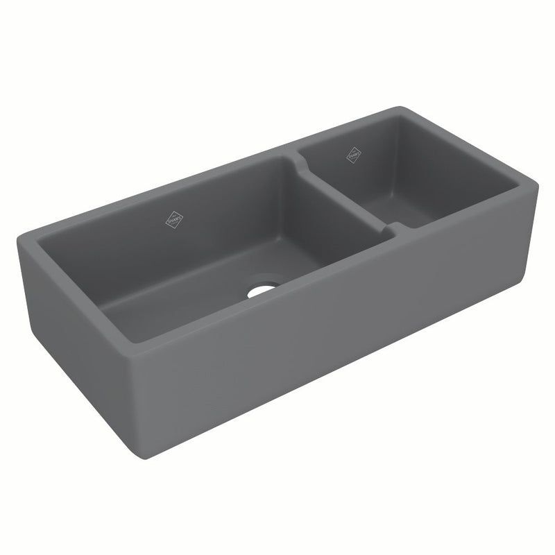 Shaws RC4019 40" Lancaster Double Bowl Farmhouse Apron Front Fireclay Kitchen Sink
