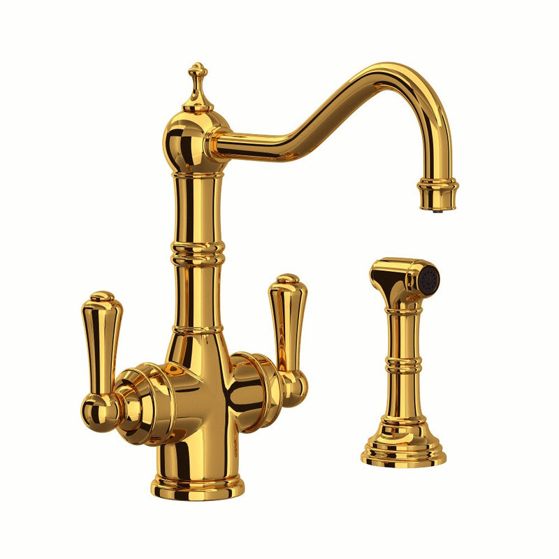 Perrin & Rowe Edwardian™ Two Handle Filter Kitchen Faucet with Side Spray