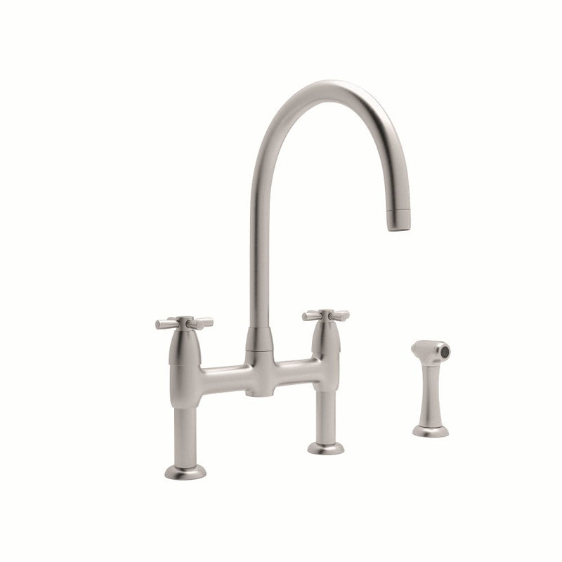 Perrin & Rowe Holborn™ Bridge Kitchen Faucet with C-Spout and Side Spray