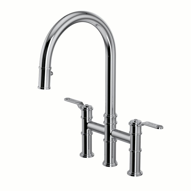 Perrin & Rowe Armstrong™ Pull-Down Bridge Kitchen Faucet with C-Spout