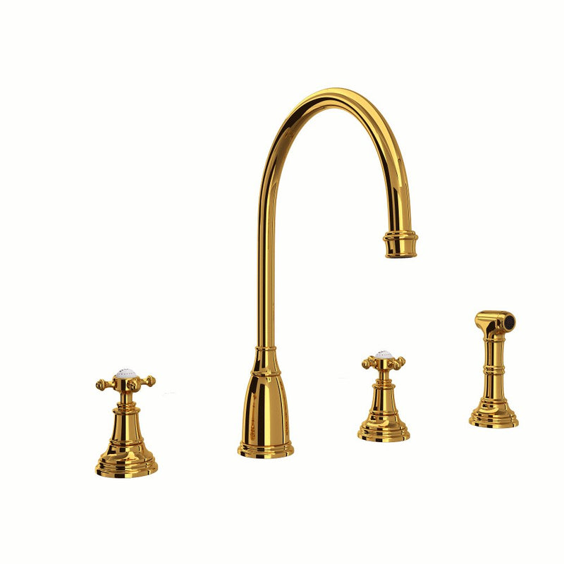 Perrin & Rowe Georgian Era™ Two Handle Kitchen Faucet With Side Spray