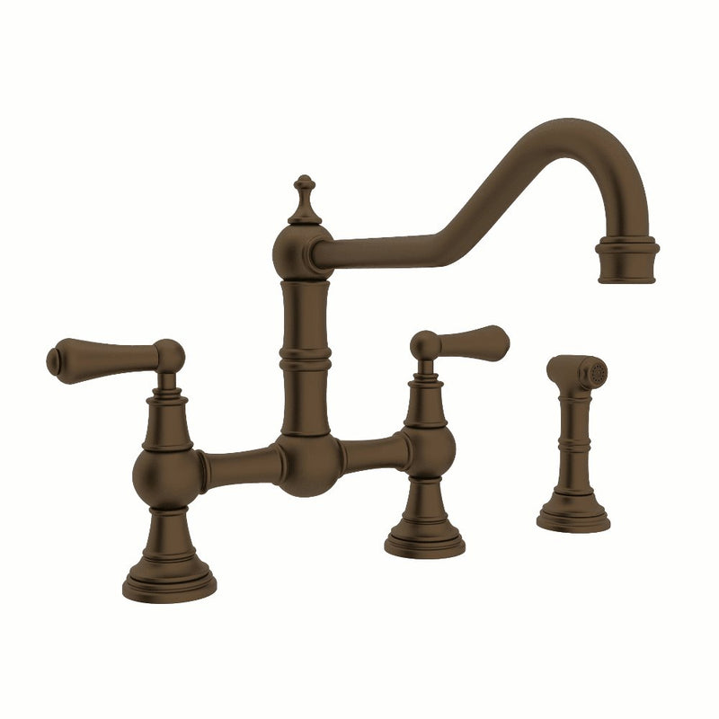 Perrin & Rowe Edwardian™ Extended Spout Bridge Kitchen Faucet With Side Spray