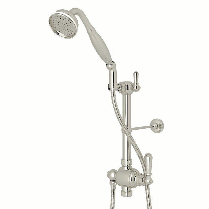 Perrin & Rowe Riser Diverter, Handshower, Handshower Holder, Hose and 8" Thermostatic Outlet