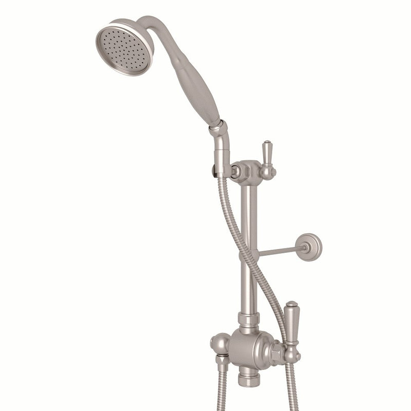 Perrin & Rowe Riser Diverter, Handshower, Handshower Holder, Hose and 8" Thermostatic Outlet