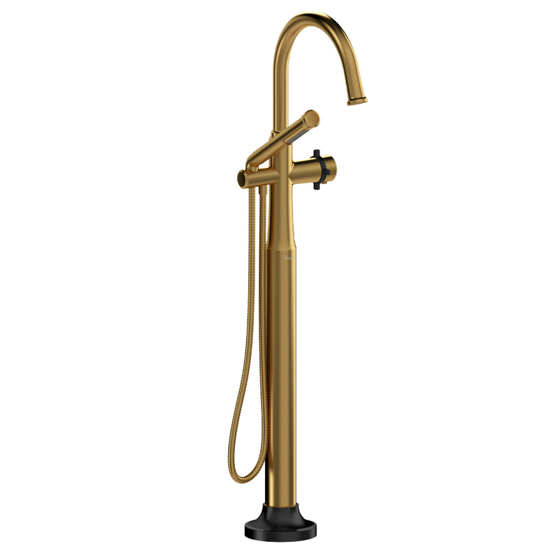 Riobel Momenti TMMRD39 2-way Type T (thermostatic) coaxial floor-mount tub filler with hand shower (Without Rough-in)