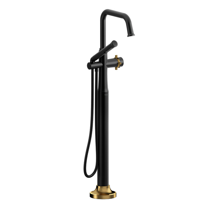 Riobel Momenti TMMSQ39 2-way Type T (thermostatic) coaxial floor-mount tub filler with hand shower (Without Rough-in)