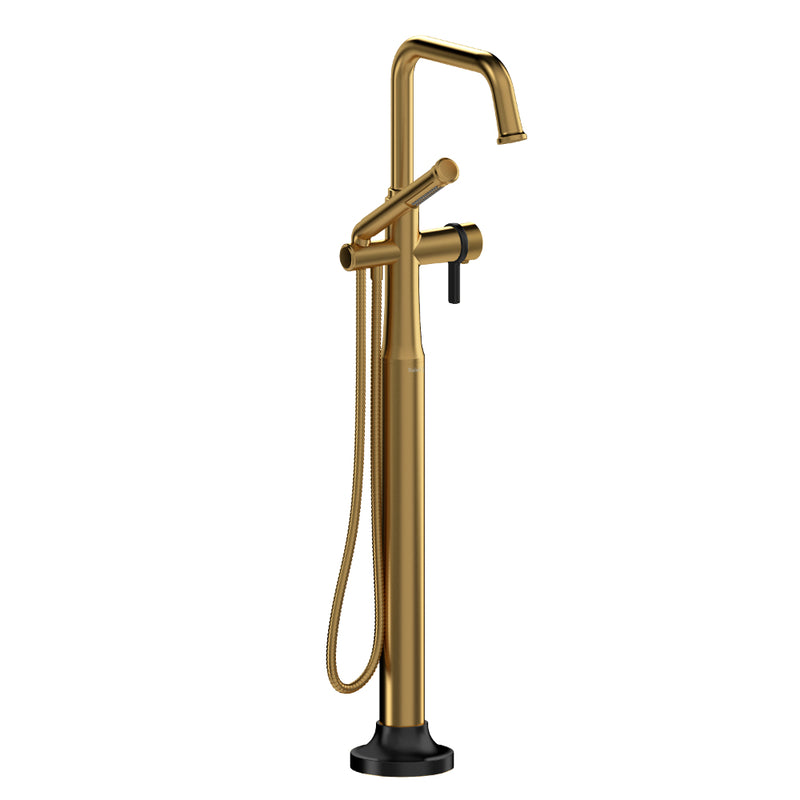 Riobel Momenti TMMSQ39J 2-way Type T (thermostatic) coaxial floor-mount tub filler with hand shower (Without Rough-in)