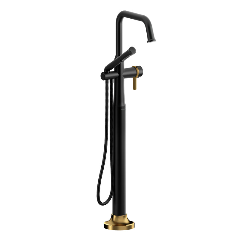 Riobel Momenti TMMSQ39J 2-way Type T (thermostatic) coaxial floor-mount tub filler with hand shower (Without Rough-in)