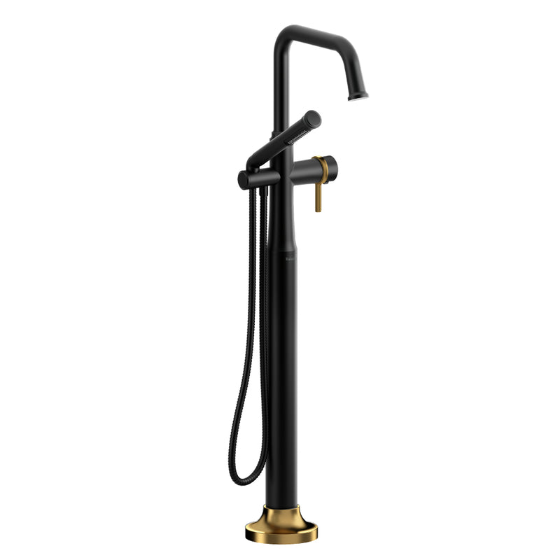 Riobel Momenti TMMSQ39L 2-way Type T (thermostatic) coaxial floor-mount tub filler with hand shower (Without Rough-in)