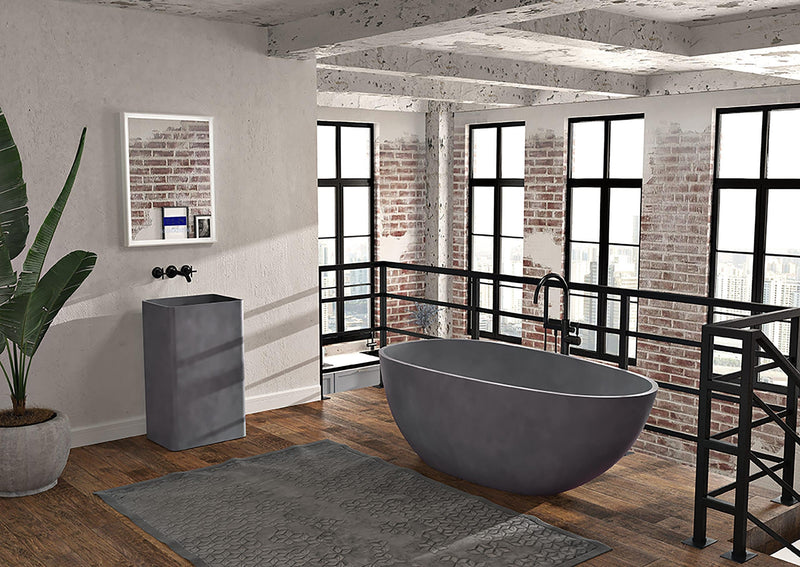 Slik Bath Cimento concrete matte grey  67 1/16 '' x 33 1/4 ''