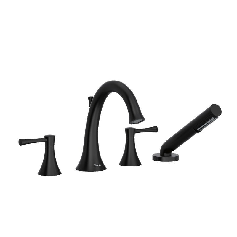 Riobel Edge ED12L 4-piece deck-mount tub filler with hand shower