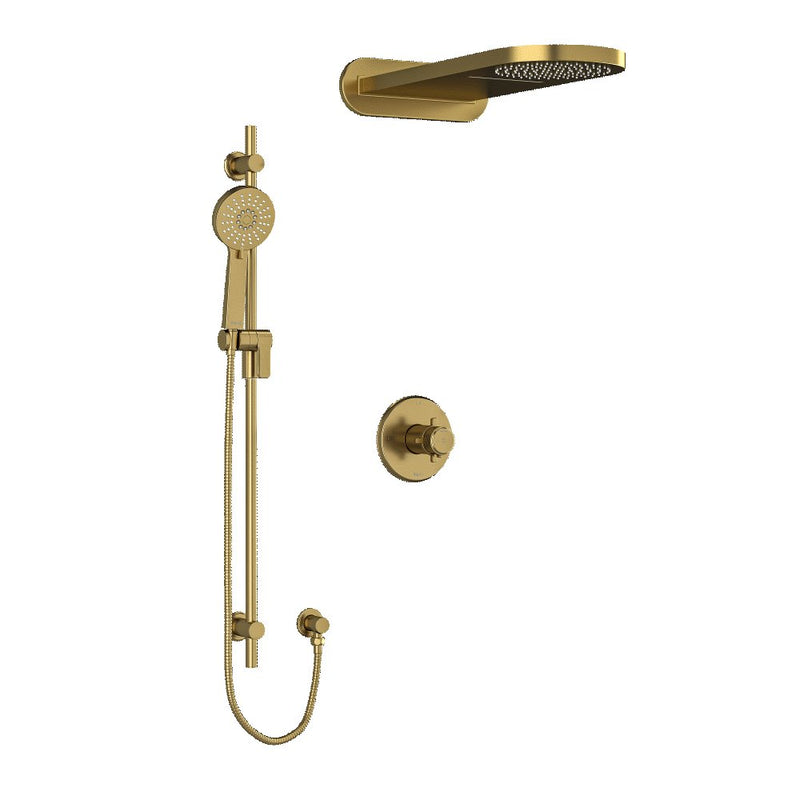 Riobel Momenti KIT2745MMRD Type T/P 1/2 inch coaxial 3-way system with hand shower rail and rain and cascade shower head