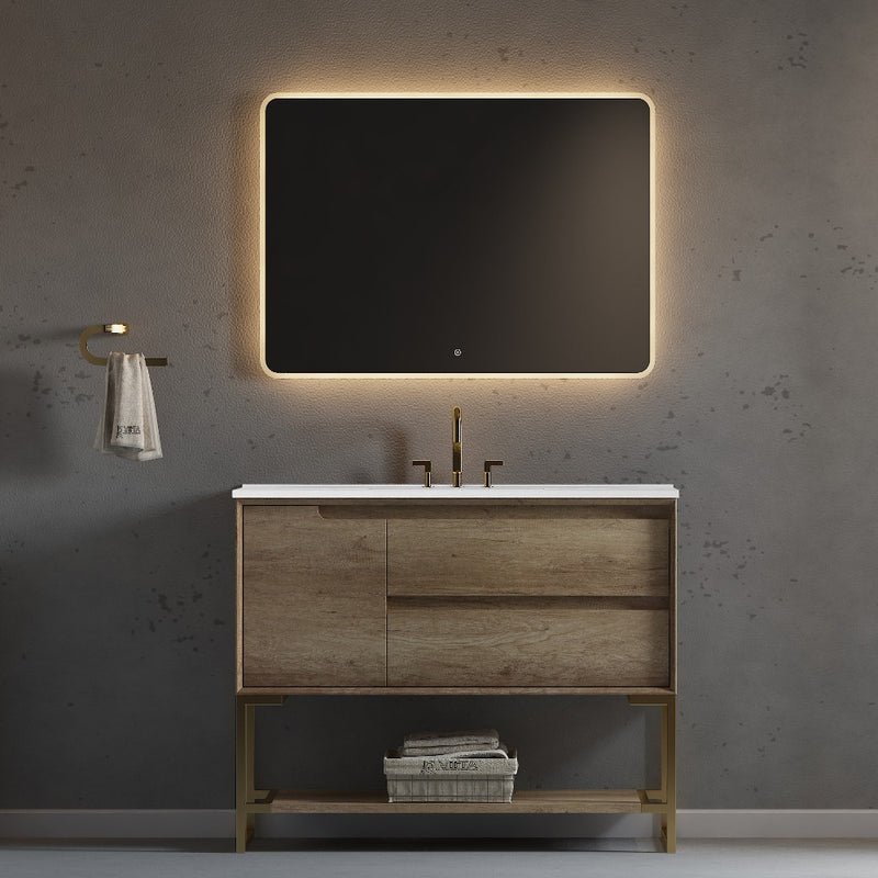 Virta Ashley 42 Inch Floor Mount Single Sink Vanity with Metal Legs