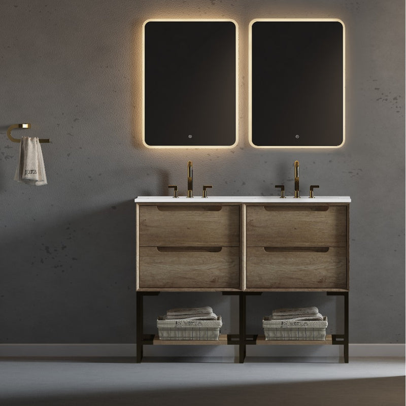 Virta Ashley 49 Inch Floor Mount Double Sink Vanity with Metal Legs