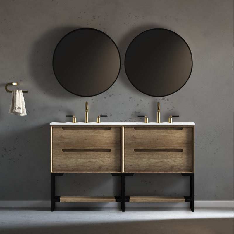 Virta Ashley 61 Inch Floor Mount Double Sink Vanity with Metal Legs