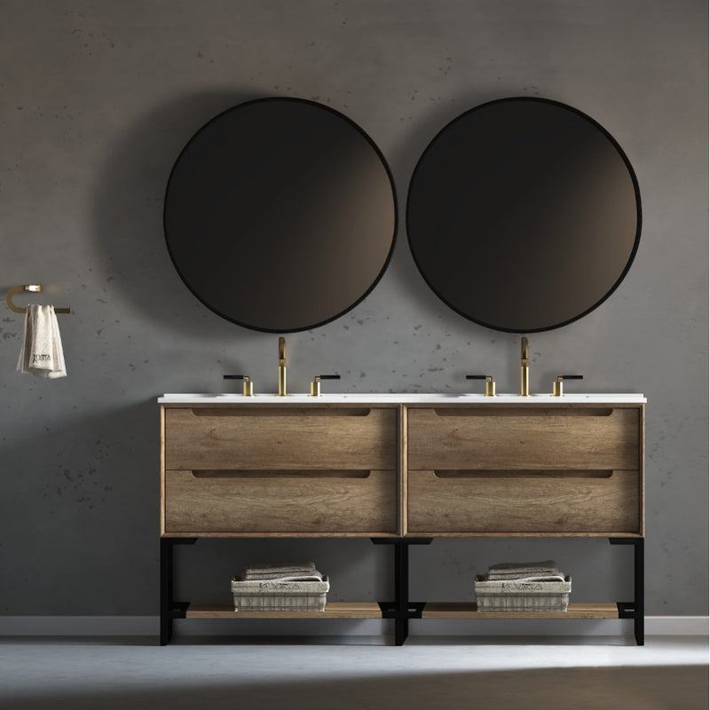 Virta Ashley 73 Inch Floor Mount Double Sink Vanity with Metal Legs