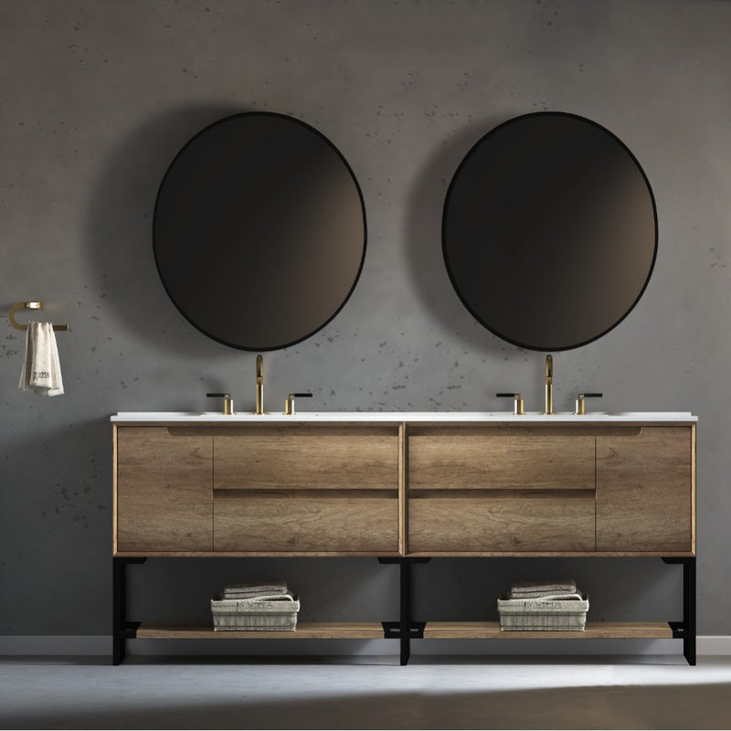 Virta Ashley 85 Inch Floor Mount Double Sink Vanity with Metal Legs