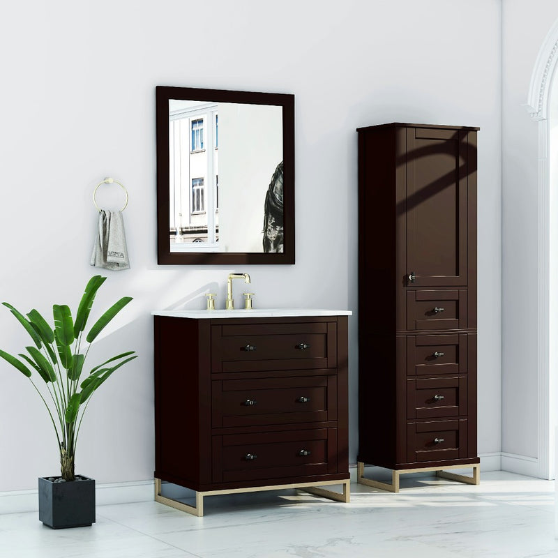 Virta Hampton 30 Inch Floor Mount Single Sink Vanity with Metal Legs