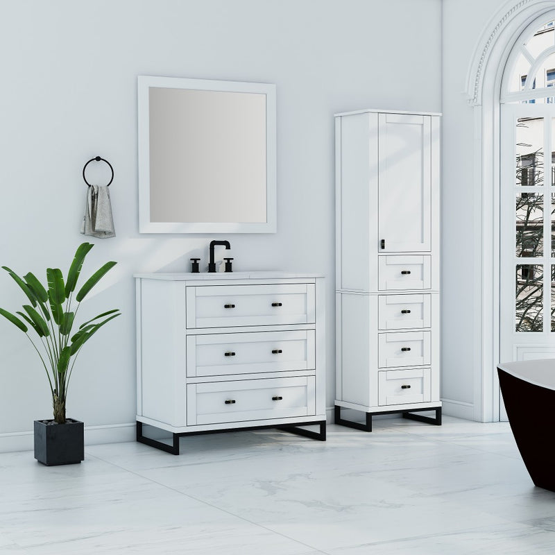 Virta Hampton 36 Inch Floor Mount Single Sink Vanity with Metal Legs