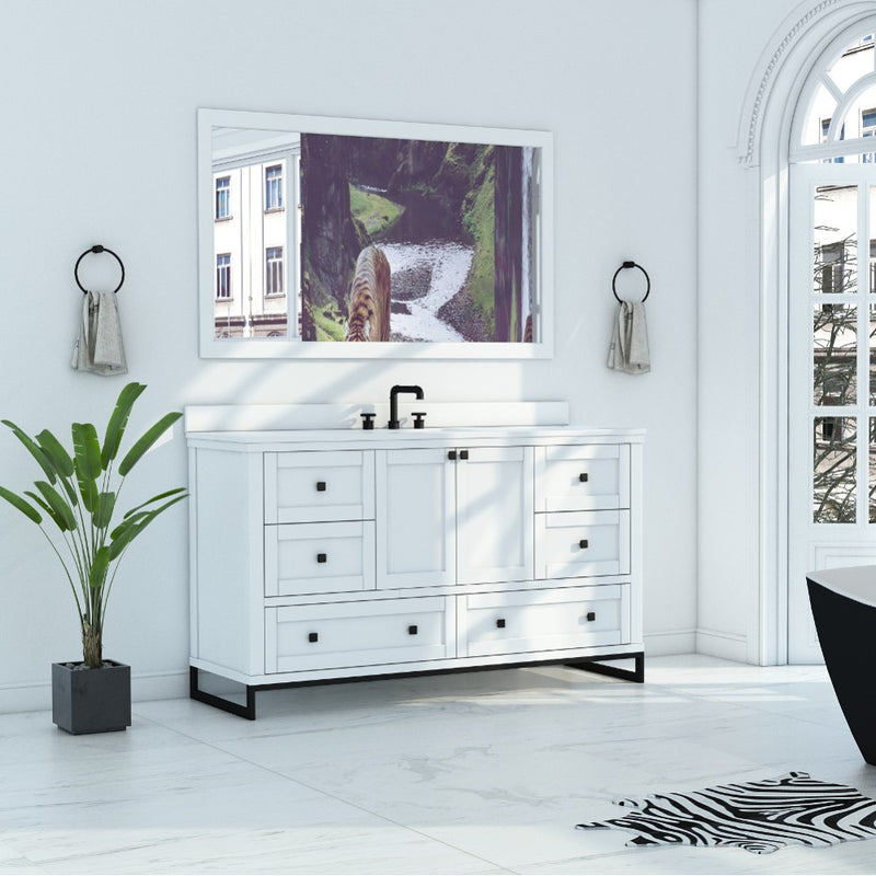 Virta Hampton 60 Inch Floor Mount Single Sink Vanity with Metal Legs