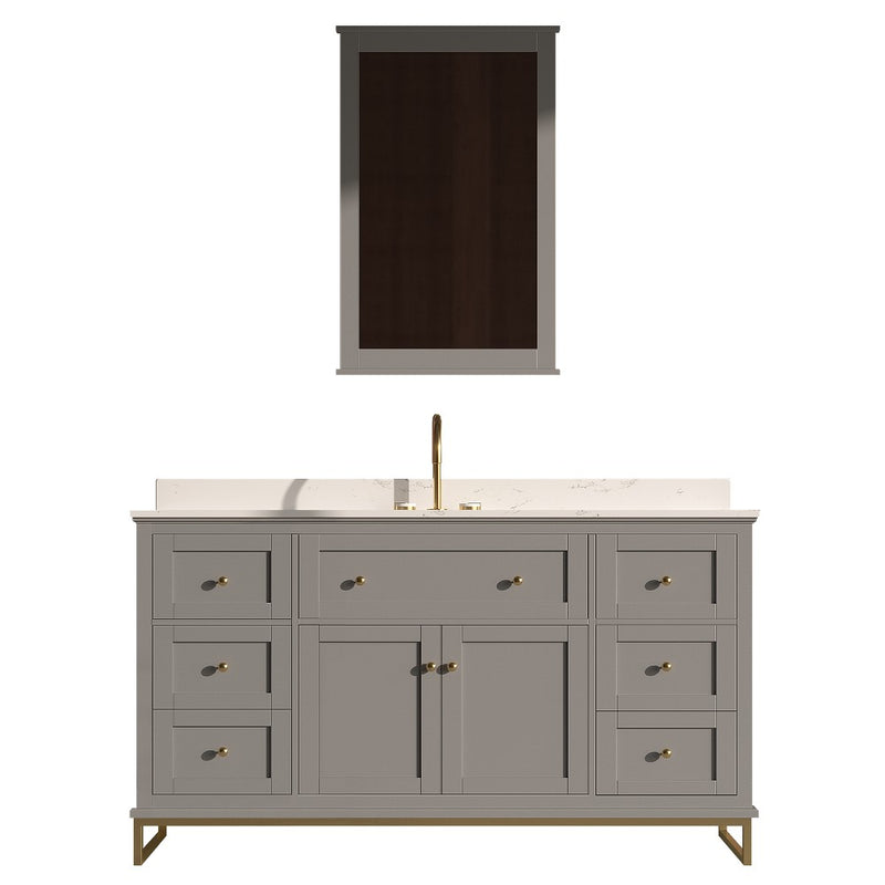 Virta Yasmine 60 Inch Floor Mount Single Sink Vanity with Metal Legs