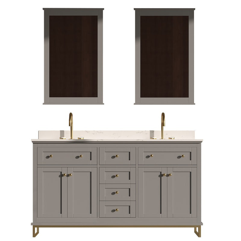 Virta Yasmine 60 Inch Floor Mount Double Sink Vanity with Metal Legs