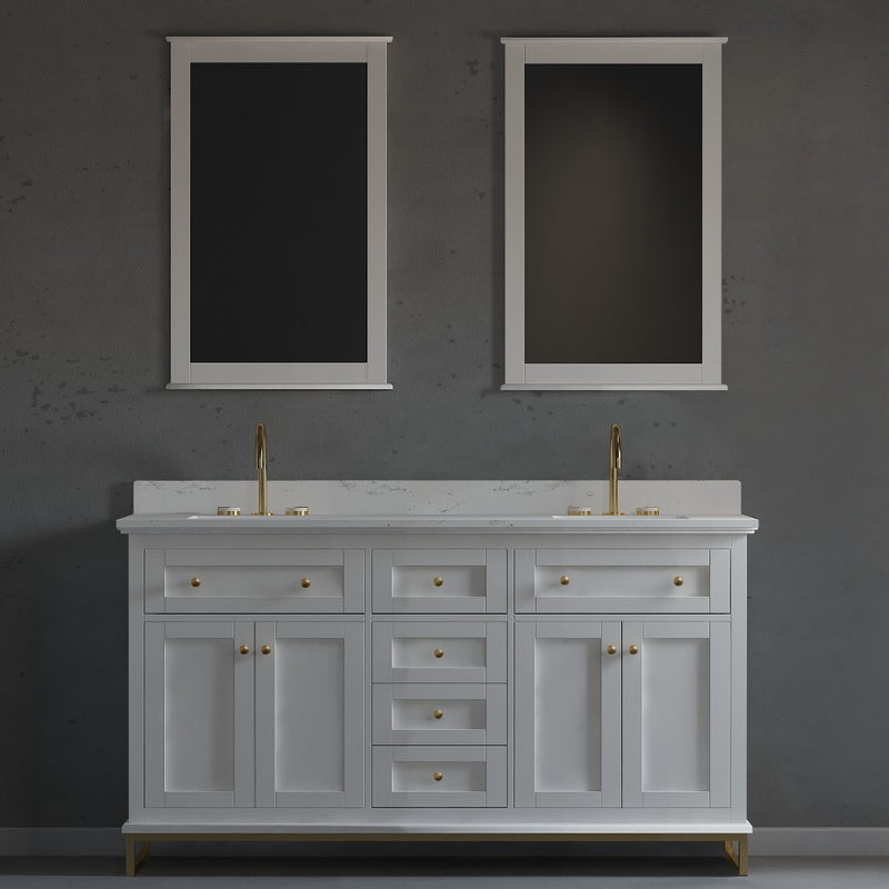 Virta Yasmine 60 Inch Floor Mount Double Sink Vanity with Metal Legs