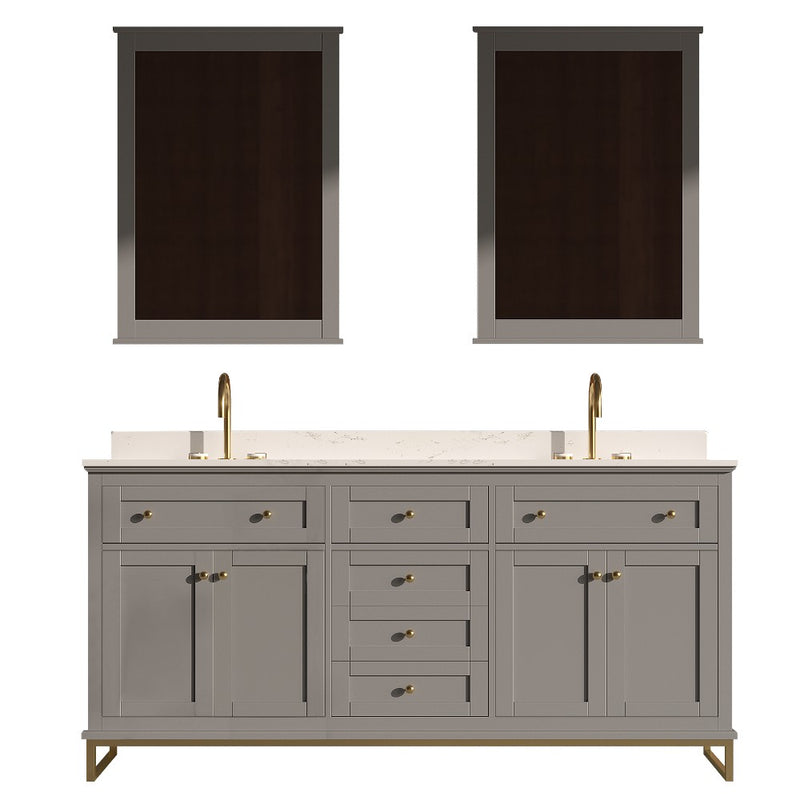 Virta Yasmine 72 Inch Floor Mount Double Sink Vanity with Metal Legs
