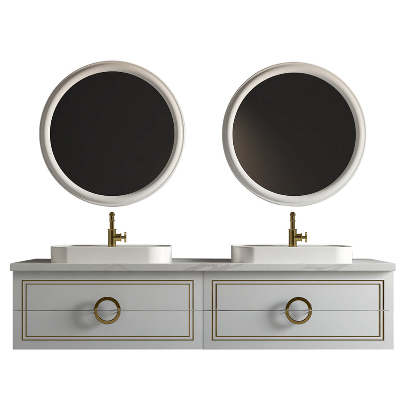 Virta Sarah 84 Inch Wall Hung Double Sink Vanity