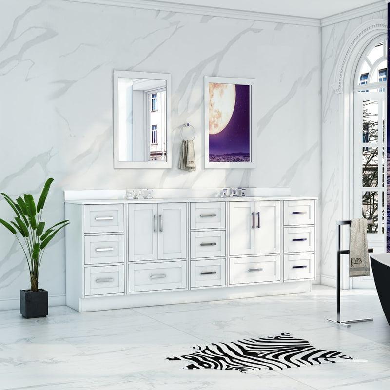 Virta 82 Inch Flow Floor Mount Double Sink Vanity - Without Countertop