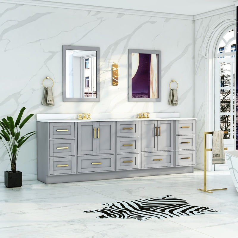 Virta 91 Inch Flow Floor Mount Double Sink Vanity - Without Countertop