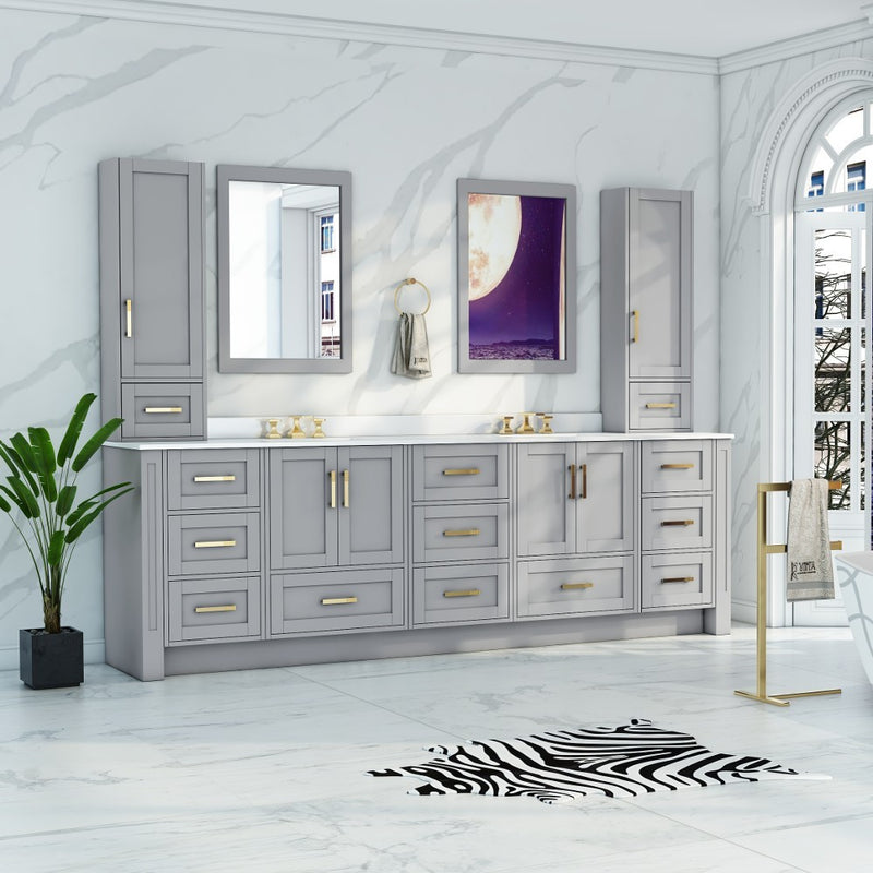 Virta 96 Inch Flow Floor Mount Double Sink Vanity - Without Countertop