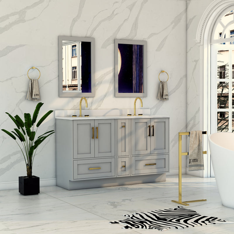 Virta Flow 56 Inch Floor Mount Double Sink Custom Vanity
