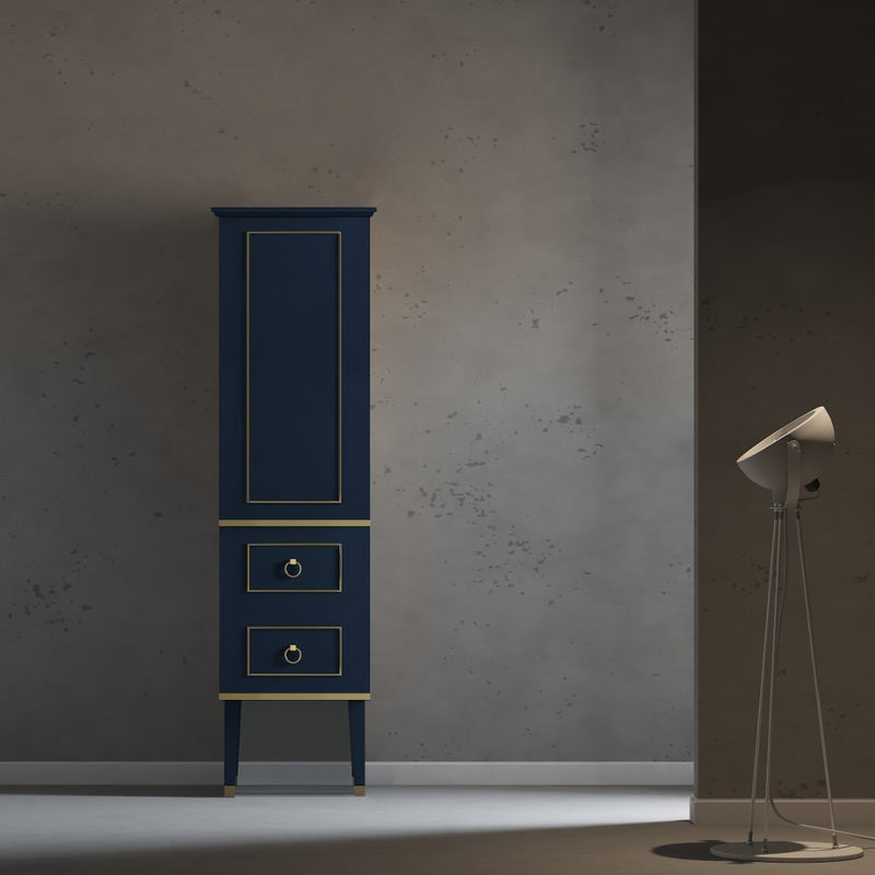 Virta Bluestar 18 Inch Solid Wood Floor Mount Linen Tower in a Blue Finish