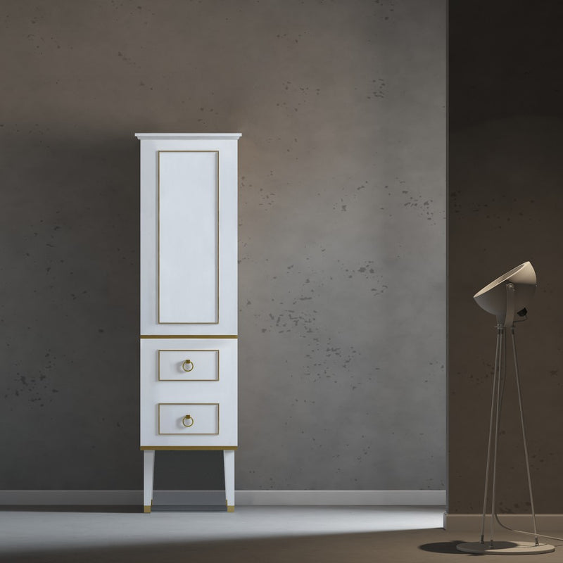 Virta Whitestar 18 Inch Solid Wood Floor Mount Linen Tower in a White Finish