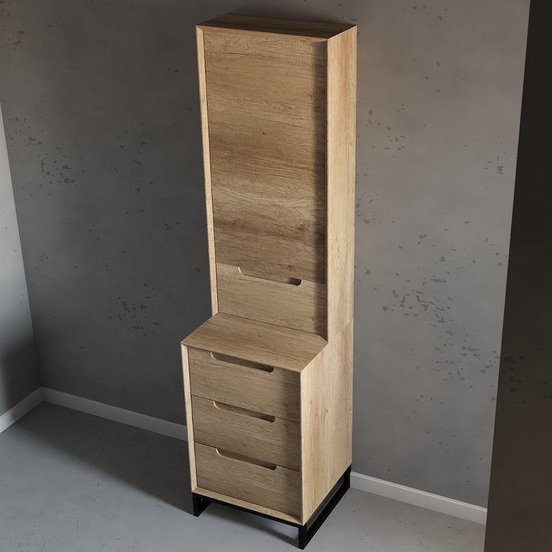 Virta Ashley 20 Inch Solid Wood Floor Mount Linen Tower Bottom with Metal Legs