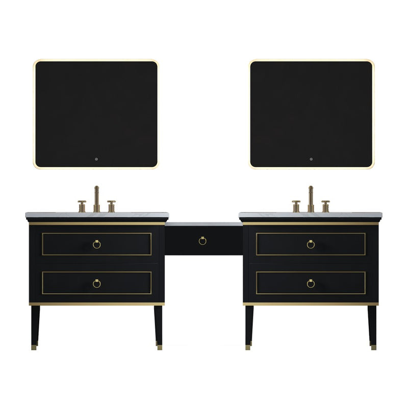 Virta Blackstar 94 Inch Floor Mount Double Sink Makeup Table Vanity