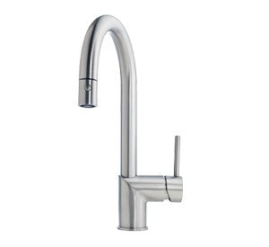 Kindred KFPD1150 Gooseneck pull down spray faucet dual stream Satin Nickel