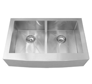Kindred QDFS31B 20 gauge hand fabricated apron front double bowl sink