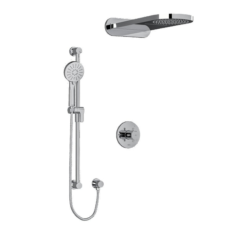 Riobel Edge 3-Way Shower System with Hand Shower Rail and Rain and Cascade Shower Head KIT2745EDTM