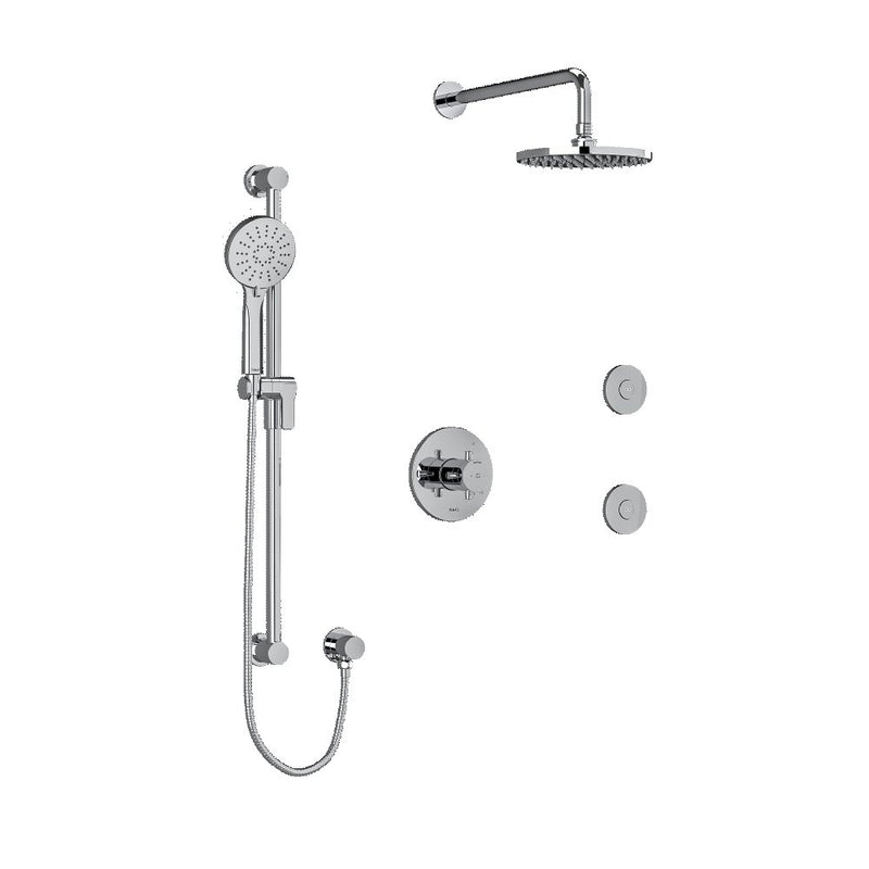 Riobel Edge KIT3545EDTM Type TP thermostaticpressure balance 0.5 coaxial 3-way system with hand shower rail shower head and spou - Cross handle