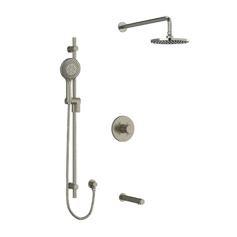 Riobel Pallace KIT1345PATM Type TP thermostaticpressure balance 0.5 coaxial 3-way system with hand shower rail shower head and s - Cross Handle