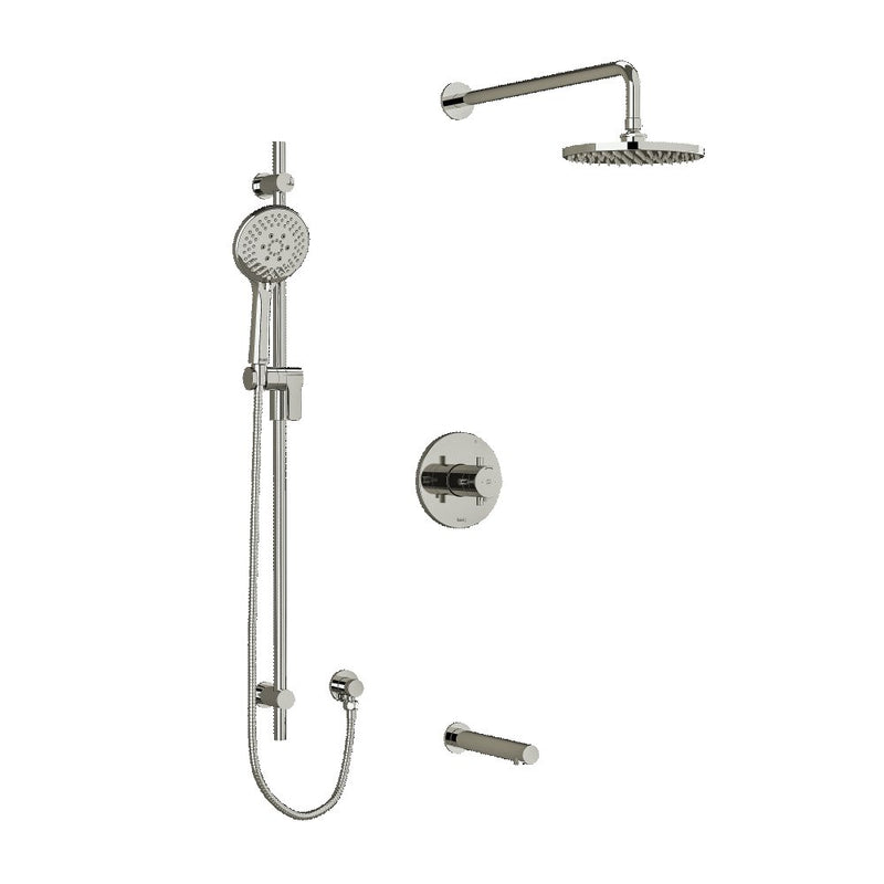 Riobel Pallace KIT1345PATM Type TP thermostaticpressure balance 0.5 coaxial 3-way system with hand shower rail shower head and s - Cross Handle