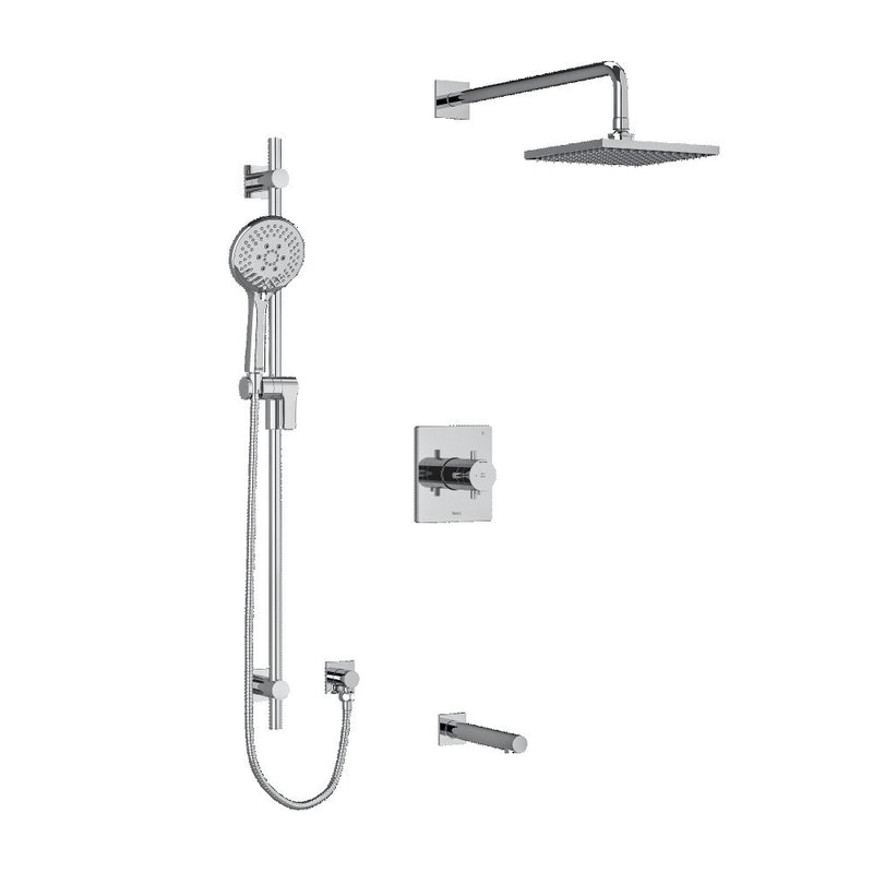 Riobel Pallace KIT1345PATQ Type TP thermostaticpressure balance 0.5 coaxial 3-way system with hand shower rail shower head and s - Cross handle