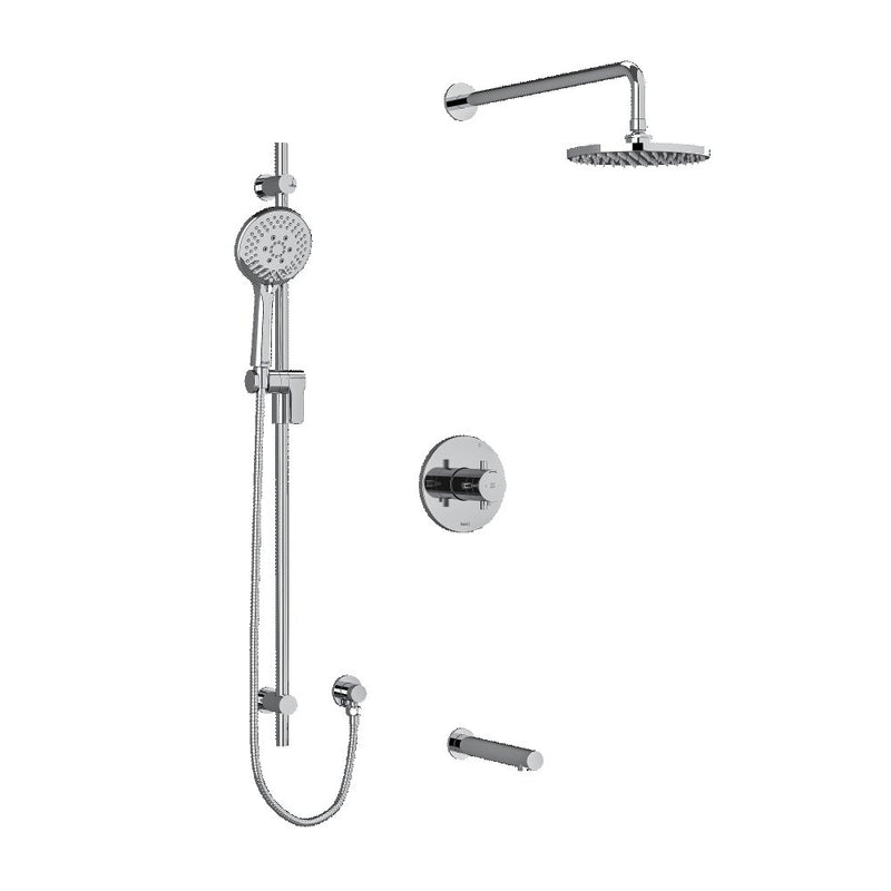 Riobel Pallace KIT1345PATM Type TP thermostaticpressure balance 0.5 coaxial 3-way system with hand shower rail shower head and s - Cross Handle