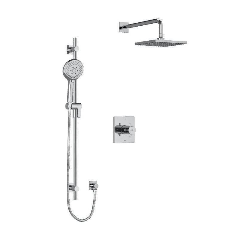 Riobel Pallace KIT323PATQ Type TP thermostaticpressure balance 0.5 coaxial 2-way system with hand shower and shower head - Cross Handle