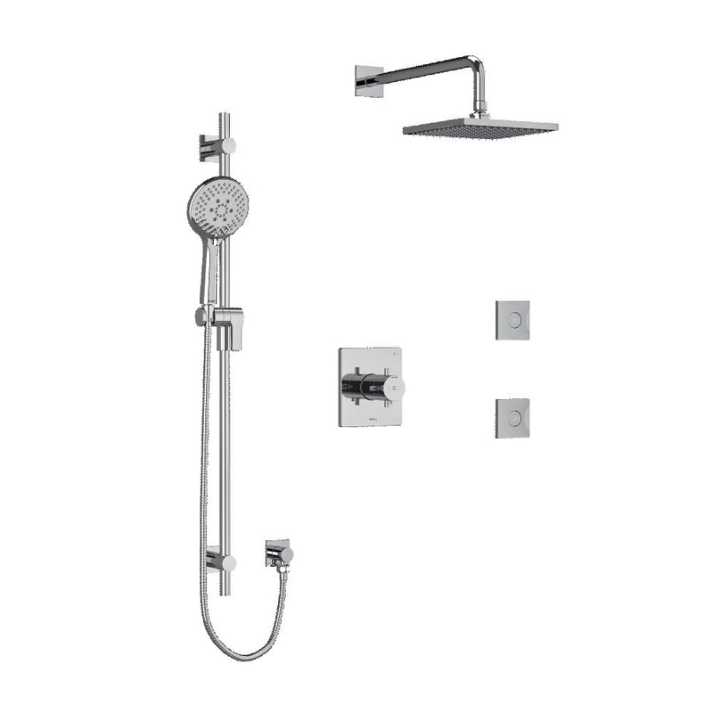 Riobel Pallace KIT3545PATQ Type TP thermostaticpressure balance 0.5 coaxial 3-way system with hand shower rail shower head and s - Cross Handle