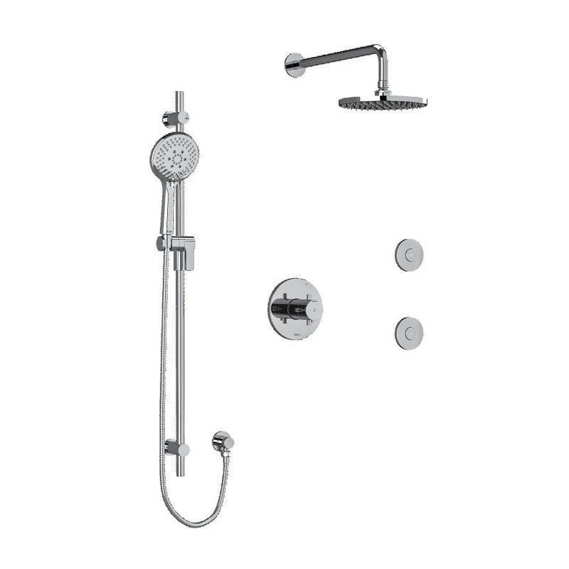 Riobel Pallace KIT3545PATM Type TP thermostaticpressure balance 0.5 coaxial 3-way system with hand shower rail shower head and s - Cross Handle